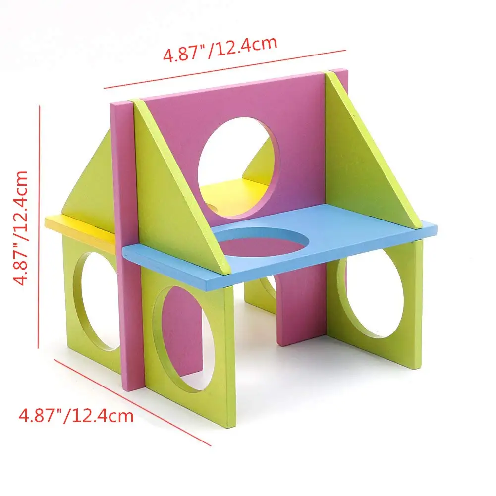 Деревянная забавная спортивная площадка для питомца хомяка, радужные качели, туннельная игрушка для мышей и крыс, безопасная для упражнений