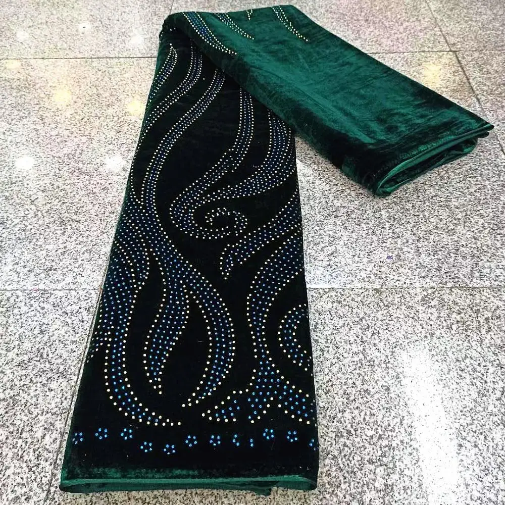 

Latest African Velvet Lace Fabric With Stones Nigerian French Lace Fabric Embroiderey Velvet For Nigerian Evening Party
