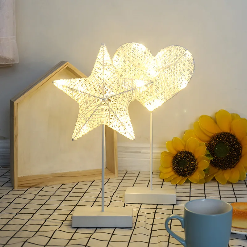 

INS Weaving Heart Star Lights Holiday Christmas Room Decorative Lights LED Battery Colorful Lights Stars