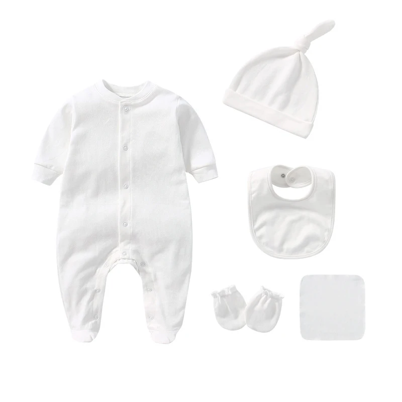 2022 Newborn Baby Boy Clothes Sets 5PCS Unisex Solid Cotton Baby Girl Clothes Pajamas Romper Jumpsuit Spring Autumn Ropa Bebe Baby Clothing Set best of sale Baby Clothing Set