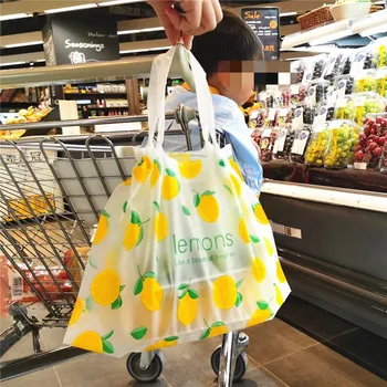 

10pcs/ Bag High Quality Convenient Shopping Bag Refreshing Lemon Banana with Handles Plastic Gift Bag Takeaway Bento Food Bag