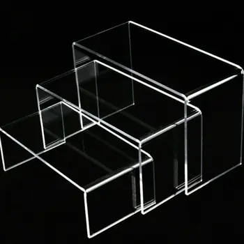 

3PCS Clear Acrylic Display Risers Jewelry Display Riser Shelf Showcase Fixture Transparent Holder