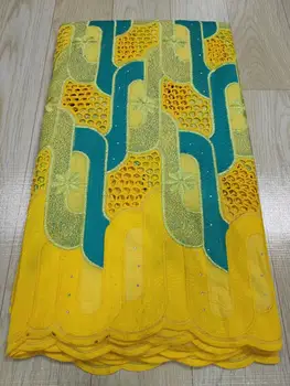 

5 yard Swiss lace fabric 2020 latest heavy beaded embroidery African cotton fabrics Swiss voile lace popular Dubai style