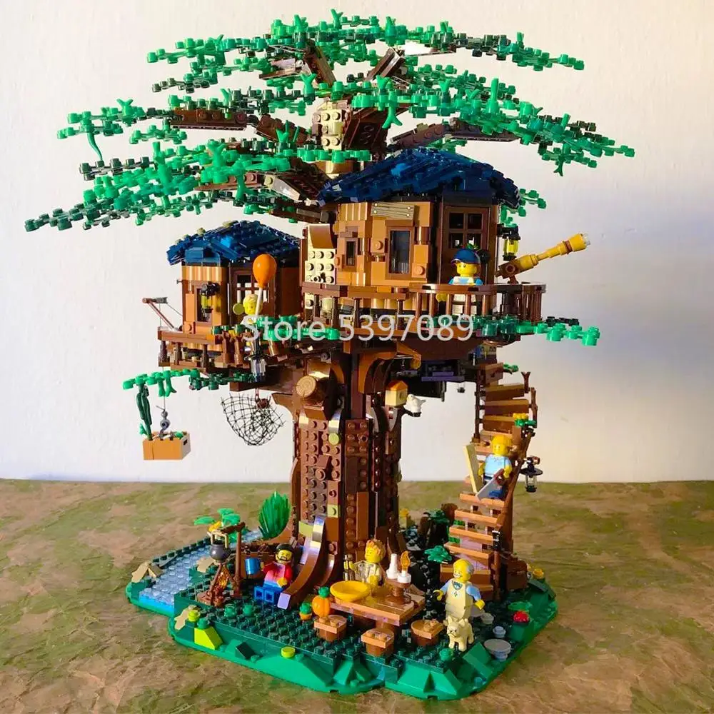 В наличии домик на дереве совместим с legoed IDEAS 21318 строительные блоки лист два