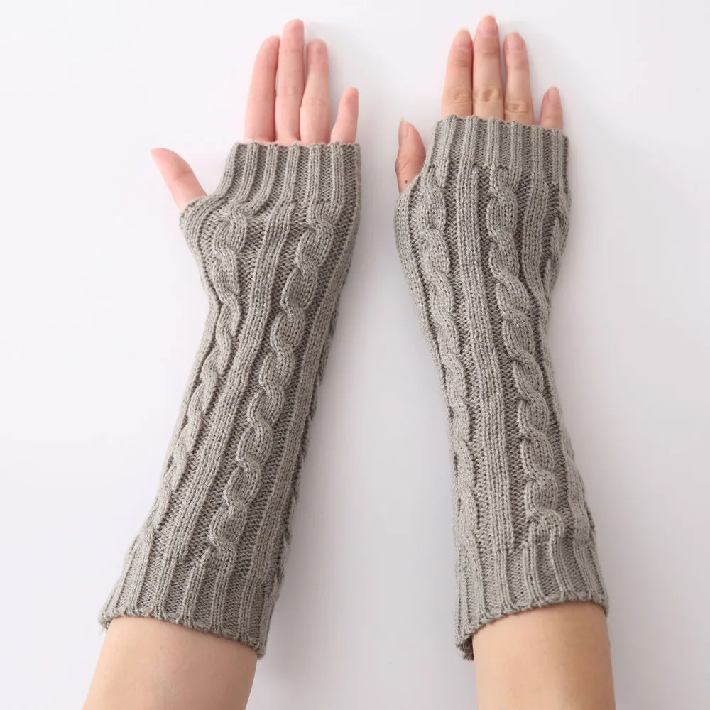 

Fingerless Gloves Women Knit long Arm warm Mangas Winter Stretch Mittens Solid Wrist Warmer Touch Screen Cycling Riding Gloves