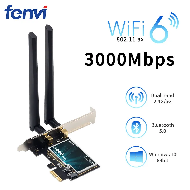 

Desktop Wireless PCIe WiFi Adapter Intel 9260 Intel AX200 Wifi6 Bluetooth 5.0 2.4G/5G 802.11ac/ax MU-MIMO Windows 10