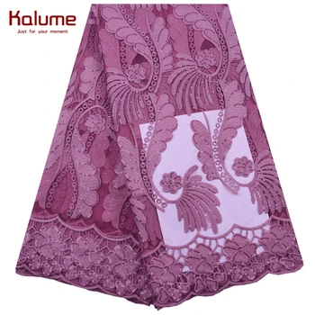 

Kalume High Quality African Milk Silk Lace Fabric Onion French Mesh Lace Fabric Sequins Nigerian Tulle Laces For Wedding F2102