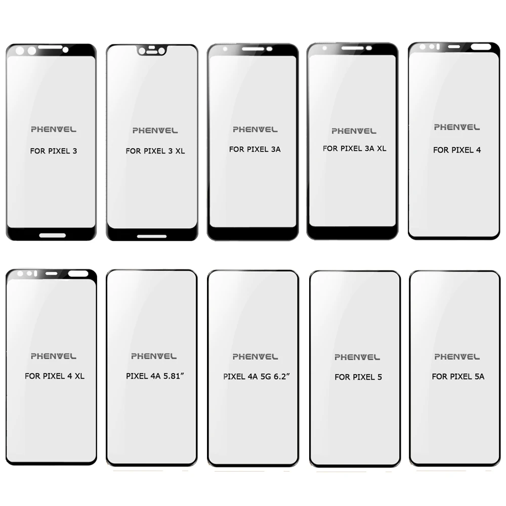 For Google Pixel 5 4 3a 3 L FULL COVER Tempered Glass Screen Protector 2-Pack