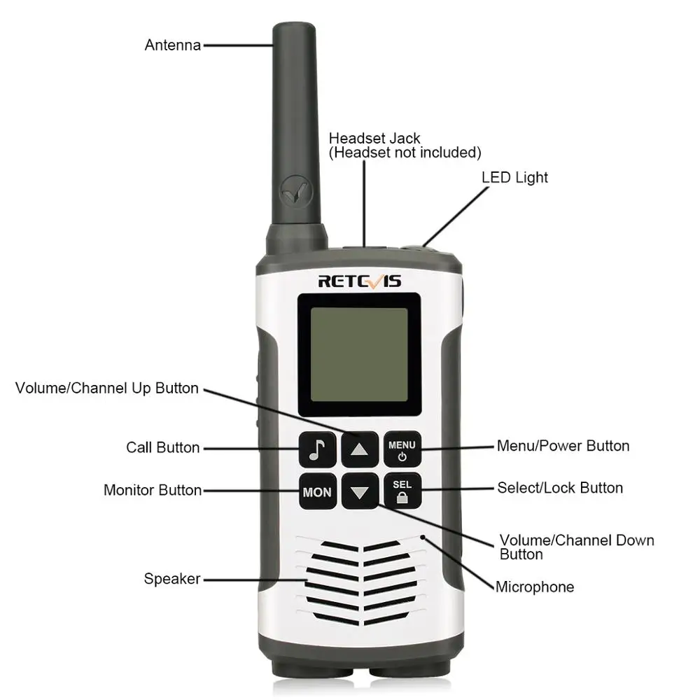 10 шт. Retevis RT45 рация PMR446 портативное радио для охотничья аккумуляторная батарея VOX фонарик Comunicador двухстороннее радио