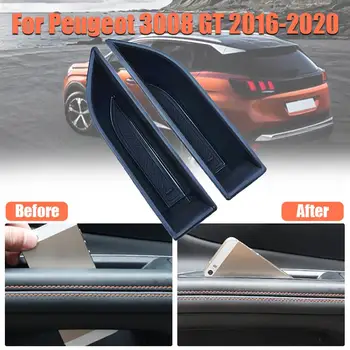 

2pcs Car Front Door Inner Storage Box Case Holder For Peugeot 3008 GT 2016-2020