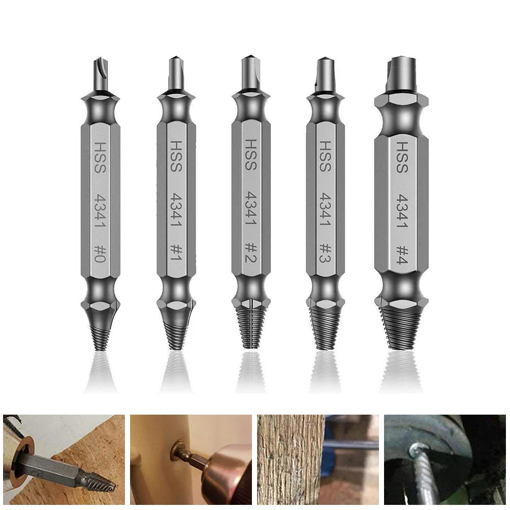 

5pcs Damaged Screw Extractor Drill Bit Set Easily Take Out Broken Screw Bolt Remover Stripped Screws Extractor Demolition Tools