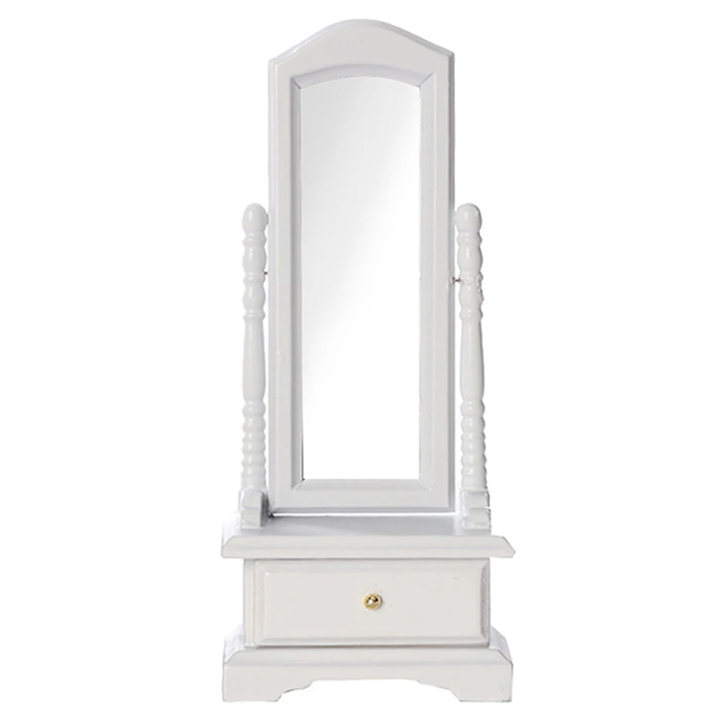 1:12 Scale Dolls House Birch Wooden Dressing Mirror Bathroom Decorative