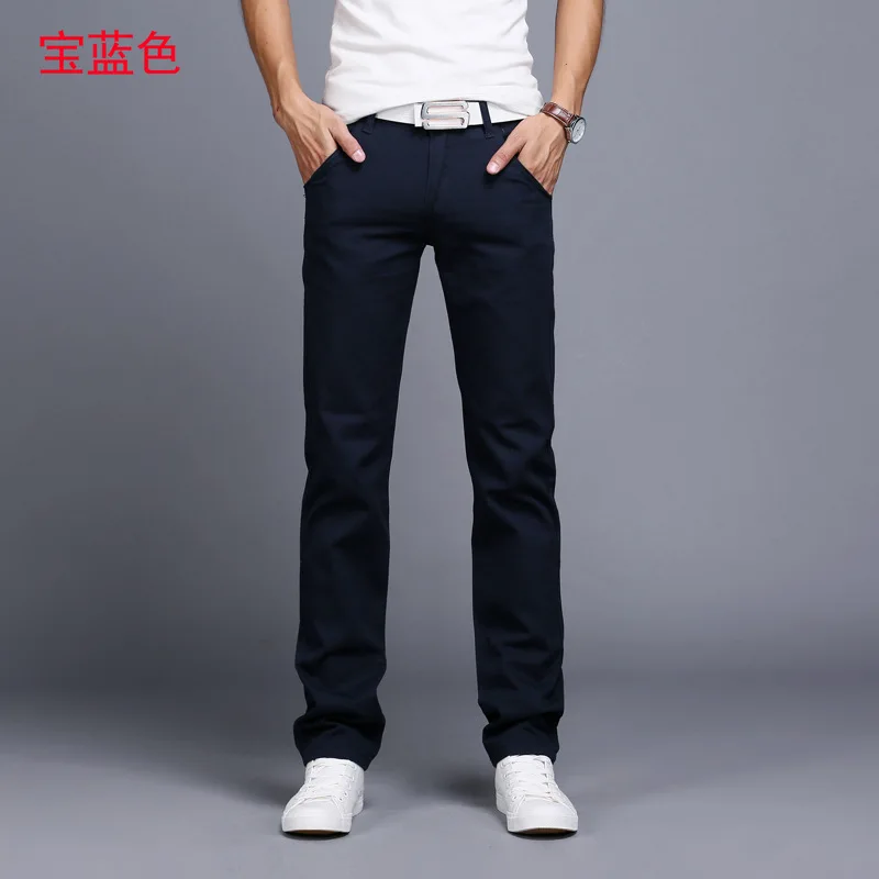 Весенне-осенние новые повседневные брюки мужские хлопковые облегающие брюки-Чино модные брюки Мужская брендовая одежда 9 цветов Плюс Размер 28-38