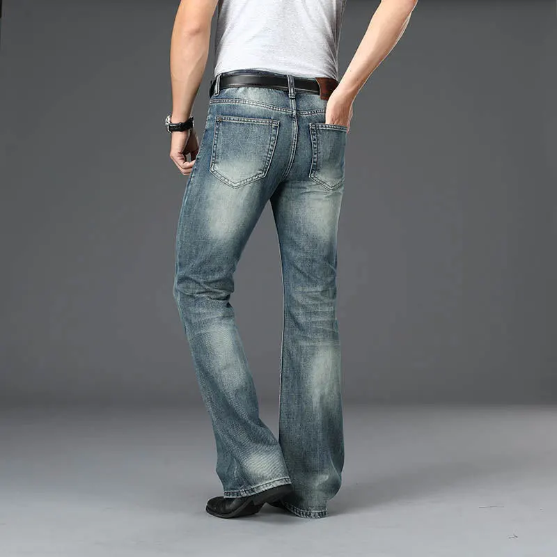 2021 Big Flared Jeans Men Boot Cut Denim Pants High Waist Comfortable Designer Classic Loose Casual Blue Trousers Size 28 - 40 white jeans for men