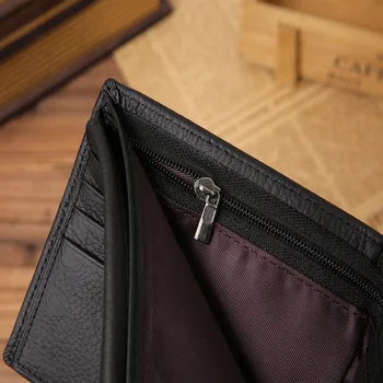 Genuine Leather Men Wallets Premium Product Real Cowhide Wallets for Man Short Black 5