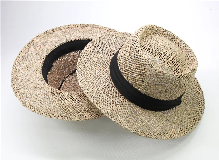 Модная модель Топ отдых полый дышащий солнцезащитный козырек шляпа женская зеленая соломенная Пляжная шляпа с твердыми полями Панама шляпа