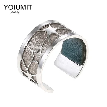 

Cremo Adjustable France Argent rings For Women Gift Cuff Rings Stainless Steel Rings Interchangeable Leather Ring Bague Female