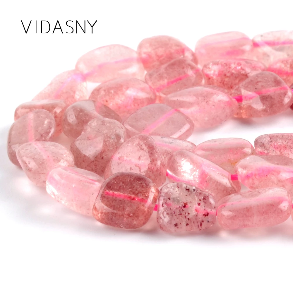 Strawberry Crystal Натуральный необычный микс камень Агаты кристалл тигровый глаз нефриты минералы бусины для спейсеры для украшений Бусины для изготовления браслетов 15" - Цвет: Strawberry Crystal