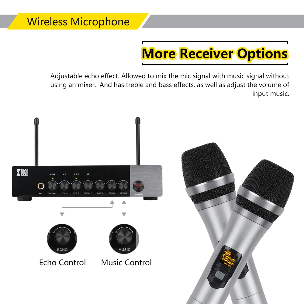 Microfone de Mão sem Fio Fácil de Usar Bluetooth com Efeito Xtuga Duplo Canal Karaoke Microfone Agudos - Graves Eco Uhf - Image 3