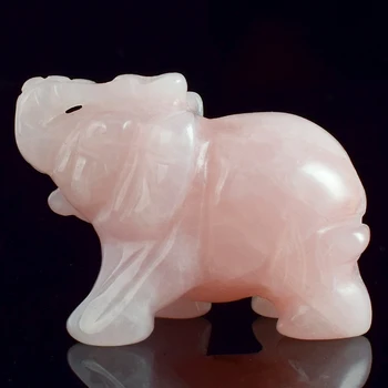 

2 Inch Elephant Figurines Craft Carved Natural Stone Rose Quartz Crystal Mini Animals Statue For Home Decor Chakra Healing