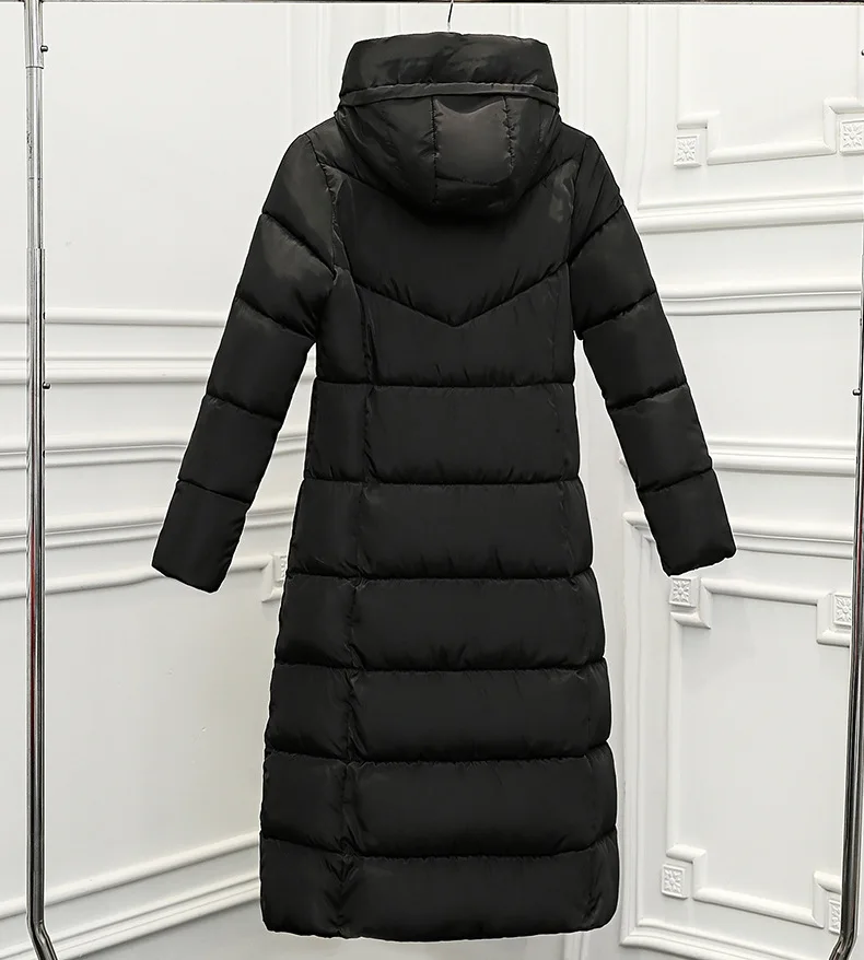 Зимняя женская куртка, длинное женское пальто с капюшоном, высокий воротник, шнуровка, пуховик, женское утепленное пальто, женская парка, Chaqueta Mujer