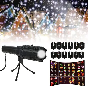 

12 Patterns Christmas Laser Snowflake Projector Halloween LED Waterproof Disco Lights Home Garden Star Light Indoor Decoration