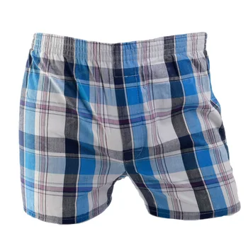 

Plus Size Male Underwear Plaid breeches woven boxer cotton man Breathable shorts men's boxers family underpants men