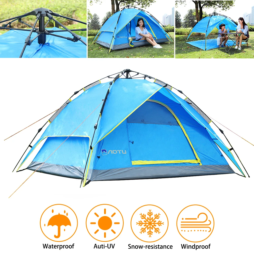 

3-4 People Waterproof Double Layer Outdoor Pop-up Open Camping Tent Anti UV Portable Ultralight Hiking Tents Shelter D30