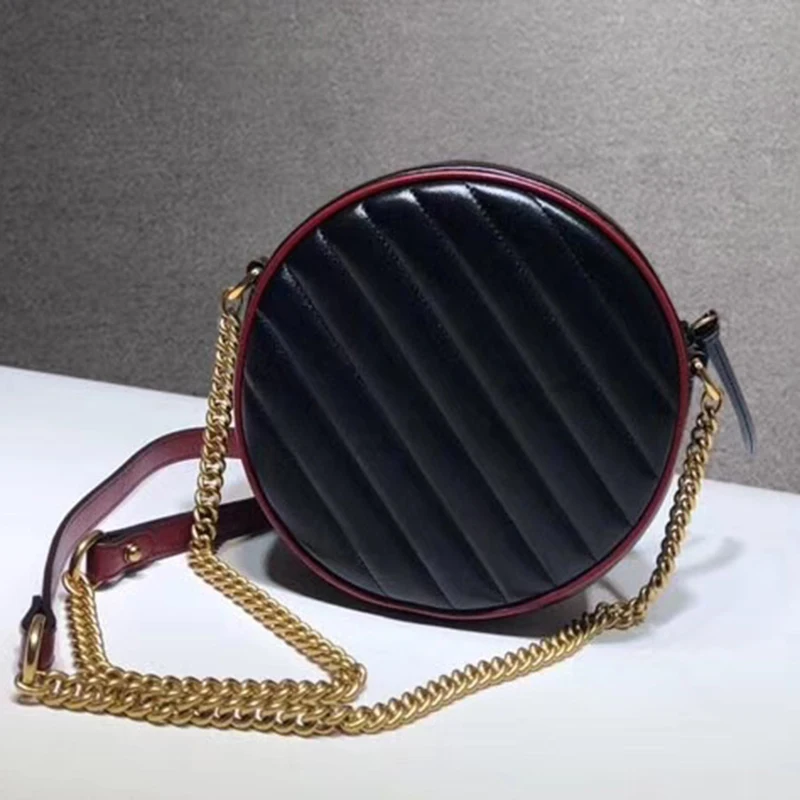 

2020 new style twill quilted leather round Mini chain diagonal span small round luxury jewelry