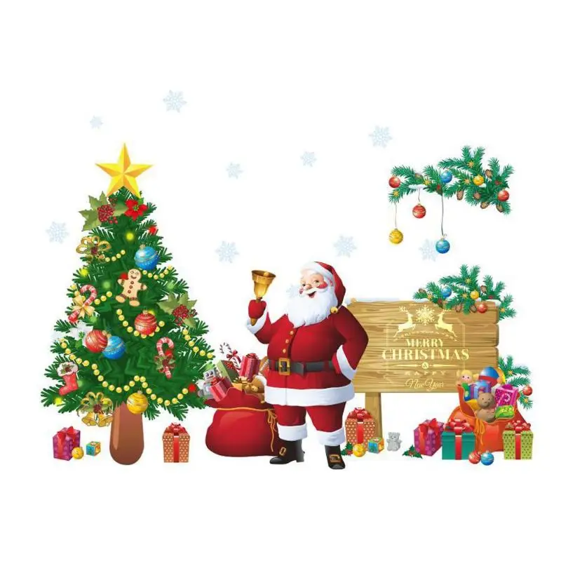 

Cartoon Christmas Stickers for Window Showcase Removable DIY Waterproof Xmas Wall Stickers Santa Clause Snowman Home Decor Decal