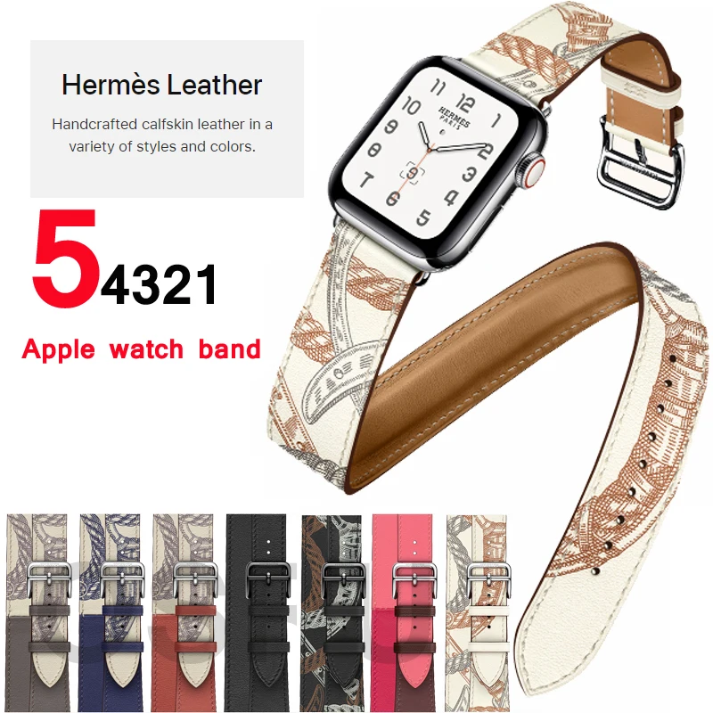 Ремешок для Apple watch band 5 4 44 мм 40 двойной тур из натуральной кожи correa iwatch 3 2 42 38
