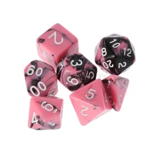 7 шт./компл. розового и черного цветов многогранные кубики для трпг «Подземелья и Драконы» D4-D20 многогранные кубики