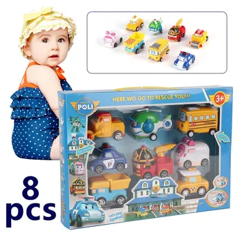 

8Pcs/set Cartoon Mini Construction Vehicle Cars Pull Back Car Resistance Fall Vehicle Toys For Children Under 6 Random Delivery