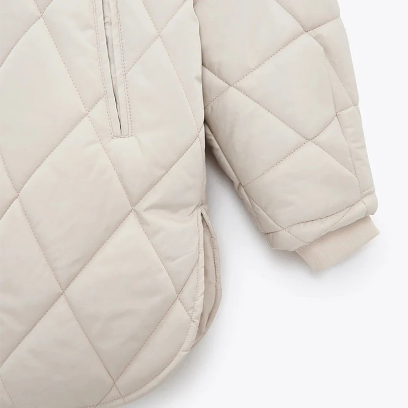 Za Women's Oversize Parkas Coats Hoodies Cotton coat Jackets Solid Outwear Female Overcoats Loose Vintage Plaid Outerwear trf