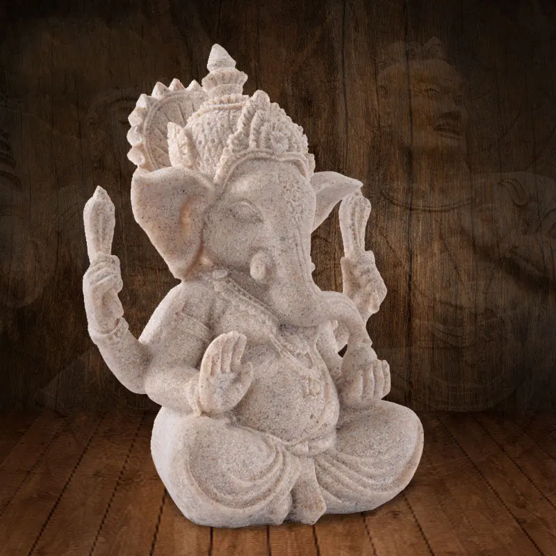 

7.5*6*9.5CM Size Elephant Statue Gifts Sandstone Buddha Sculptures Sandstone 10*9*13CM Figurine Ganesha Sandstone Home Garden