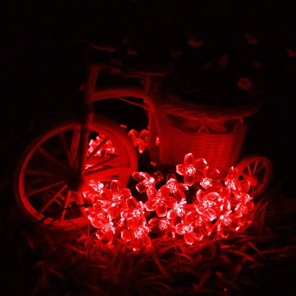 Солнечные гирлянды Открытый водонепроницаемый 50LED персиковый цвет Рождественские украшения для сада патио