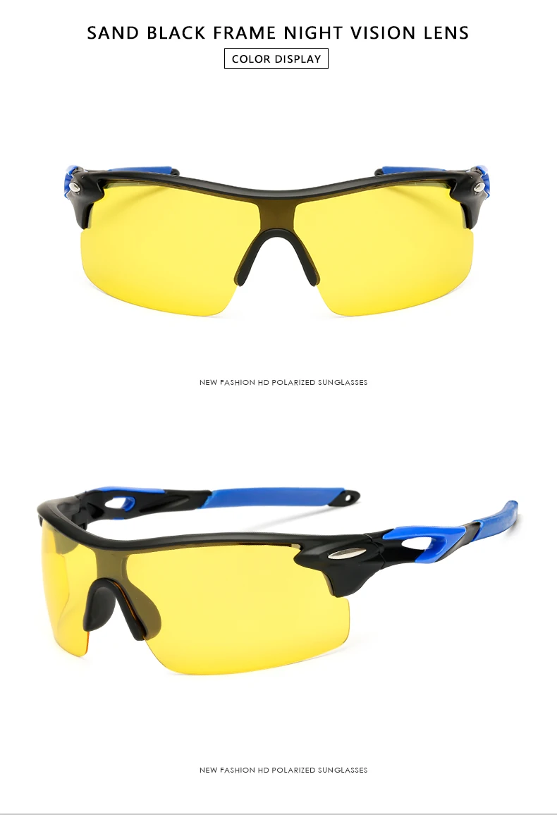 Длинный Хранитель Желтый Lense ночного видения вождения очки мужские Поляризованные Вождения Солнцезащитные очки поляроидные уменьшить блики - Цвет линз: Black Yellow-1010