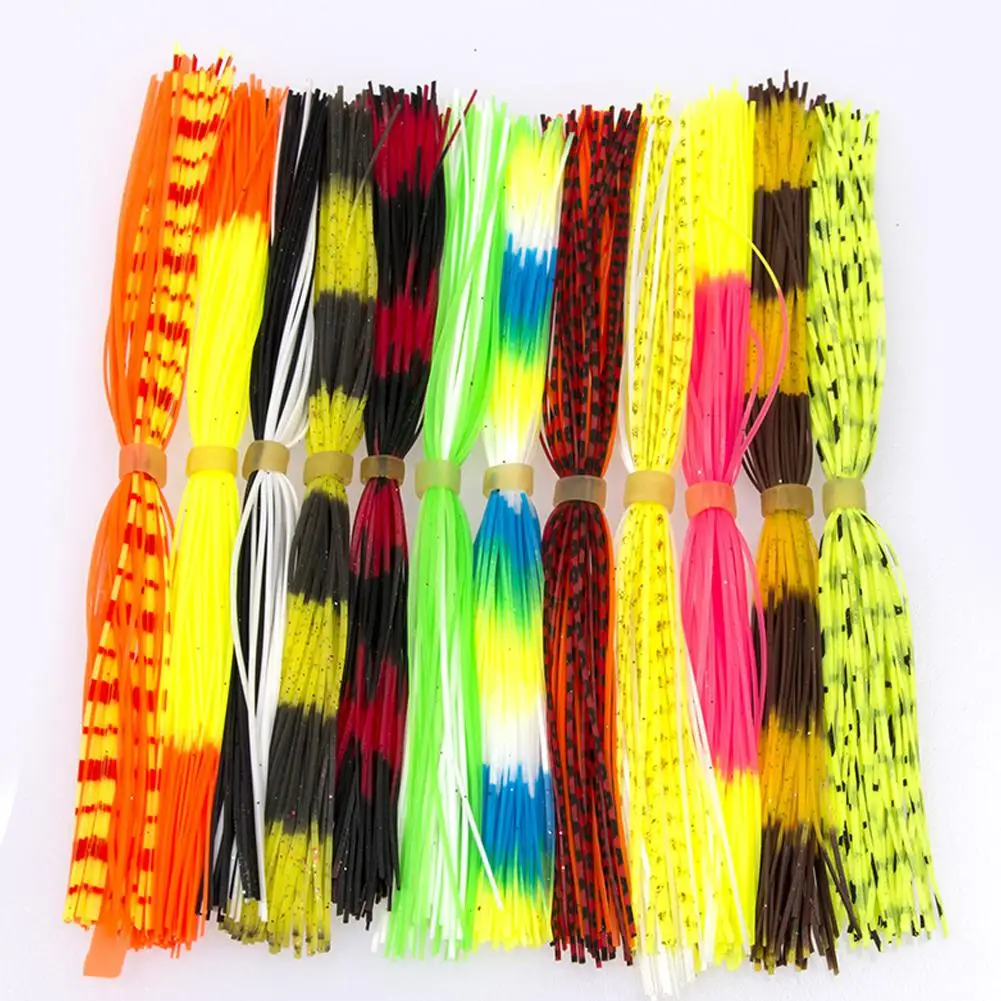 

MeterMall 50pcs/bundles Mixed Color Silicone Skirts for Spinnerbait Buzzbait Rubber Jig Lures Squid Skirts