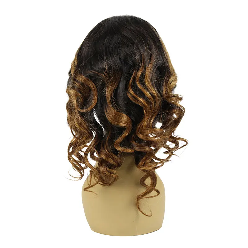 virgin remy100% человеческих волос фронта шнурка парик два тона 14 дюймов для женщин