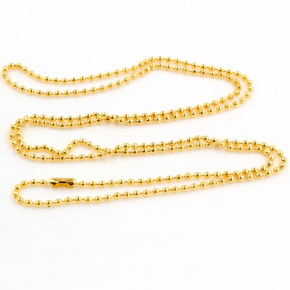 

5pcs 2mm Gold Color Plated Ball Beads Chain Necklace Bead Connector 65cm(25.5 inch) (Z1-17)