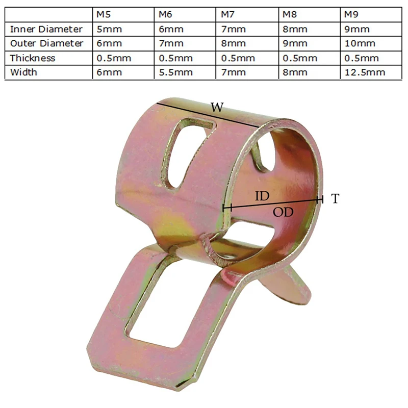 

Clip Tube Clamps Pipe Replacement Set Tube 65Mn spring steel Water Accessory Air Assortment Fastener Fuel Hose