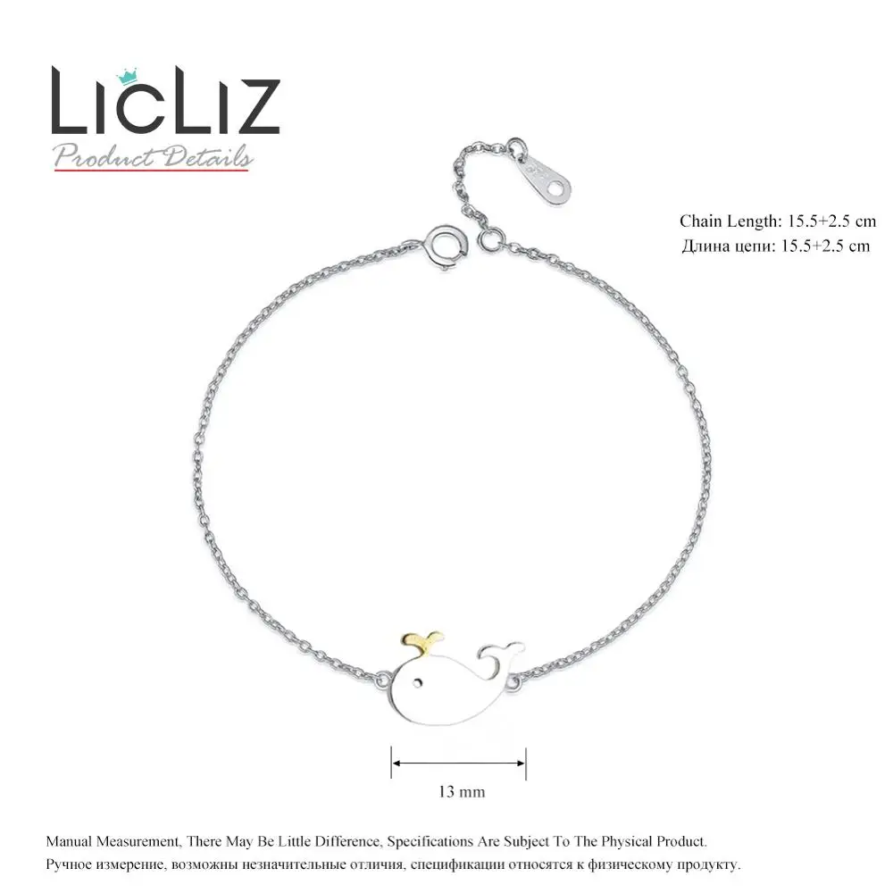 LicLiz 925 пробы серебряные Простые круглые браслеты для женщин синий кит клубника кошки ювелирные изделия Регулируемые звенья цепи LB0070 - Цвет камня: White Whale