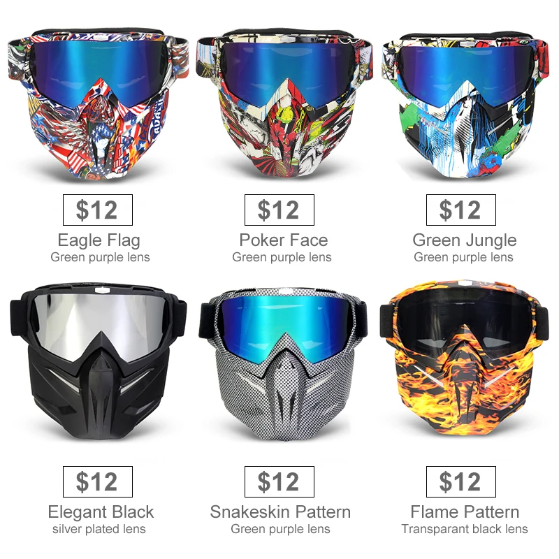 Mosodo Ski Goggles Motorcycle Goggles with Removable Face Mask for Men Women Skiing Sunglasses Snowmobile Anti-fog Eyewear 3