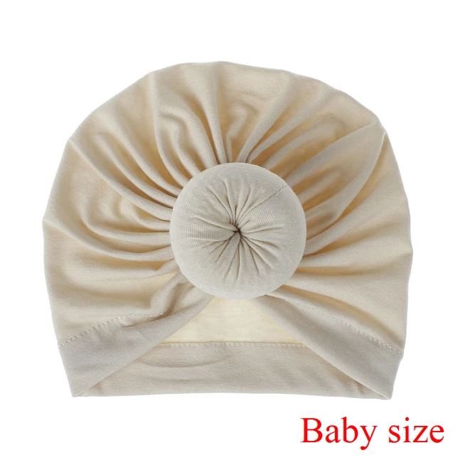 Fashion Mommy and Baby Cotton Round Ball Flower Hat Women Caps Girls Newborn Turban Knot Kids Adult Headwear Hair Accessories 6baby size