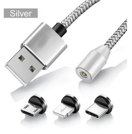 2 м usb type C 3 в 1 кабель Магнитный кабель для iPhone samsung Xiaomi кабель Магнит Micro usb зарядное устройство провод для зарядки телефона шнур - Тип штекера: Silver 3 in 1