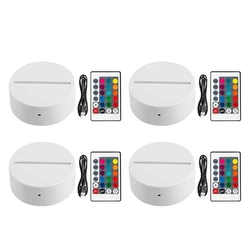 Promotion! 4Pcs Night LED Lamp Base Small Night Lamp Base Remote Control Colorful Small Night Lamp USB Lamp Base Acrylic Table L