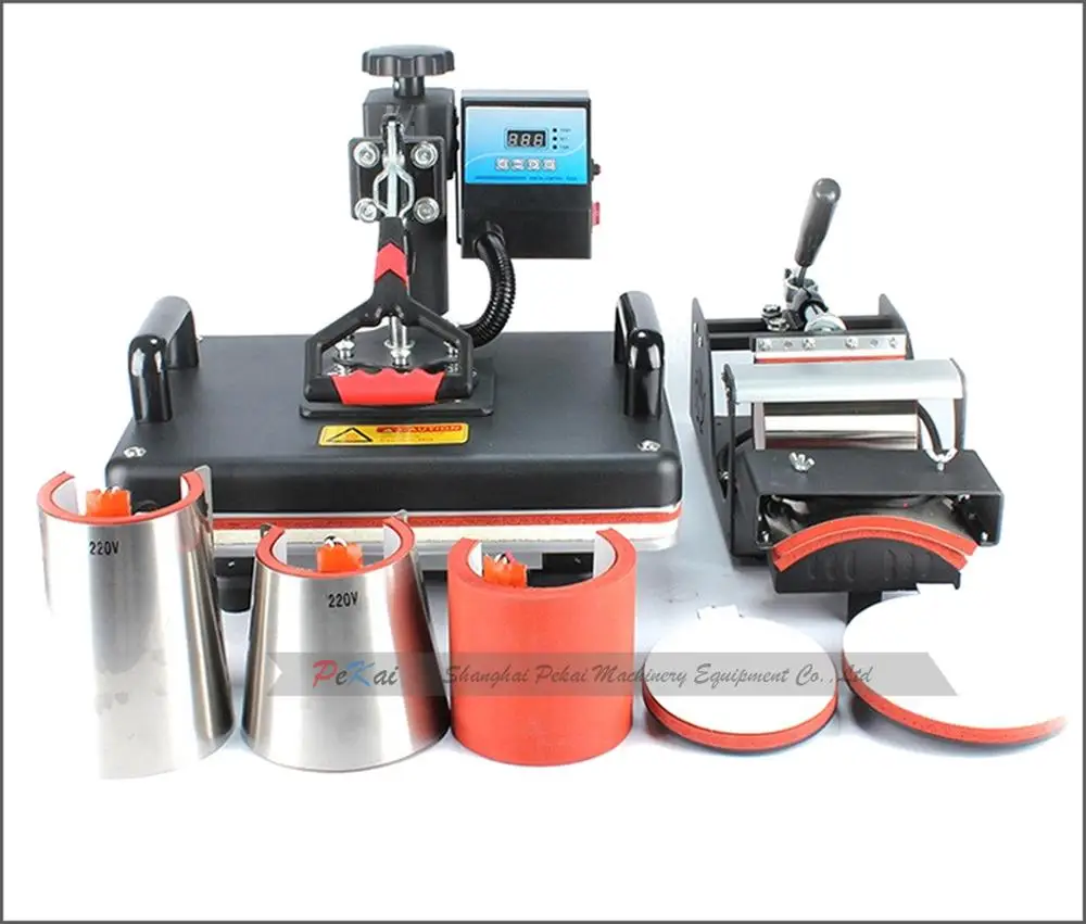 

8 In 1 Combo Heat Press Machine Mugs Cup Hat Printing Machine T-shirt Sublimation Transfer Printer