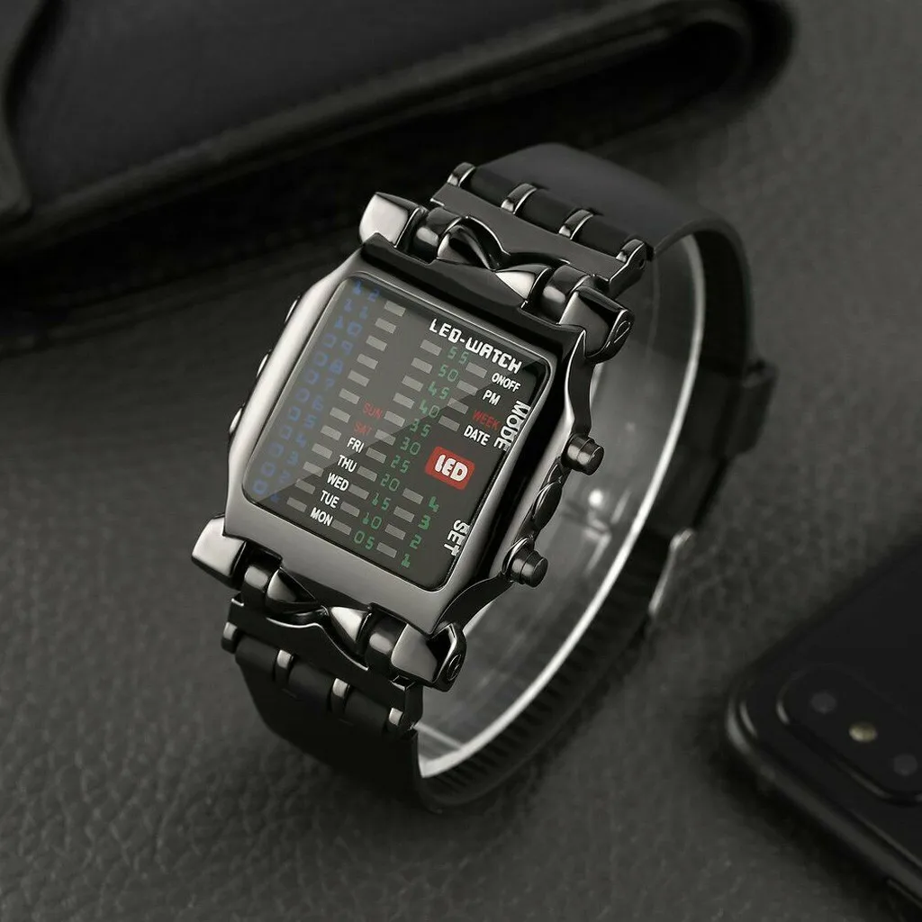 

Watch Sport Military Luxury Mens Square Style Cool Colorful LED Digital Watch Binary Watch relogio digital бинарные часы мужские