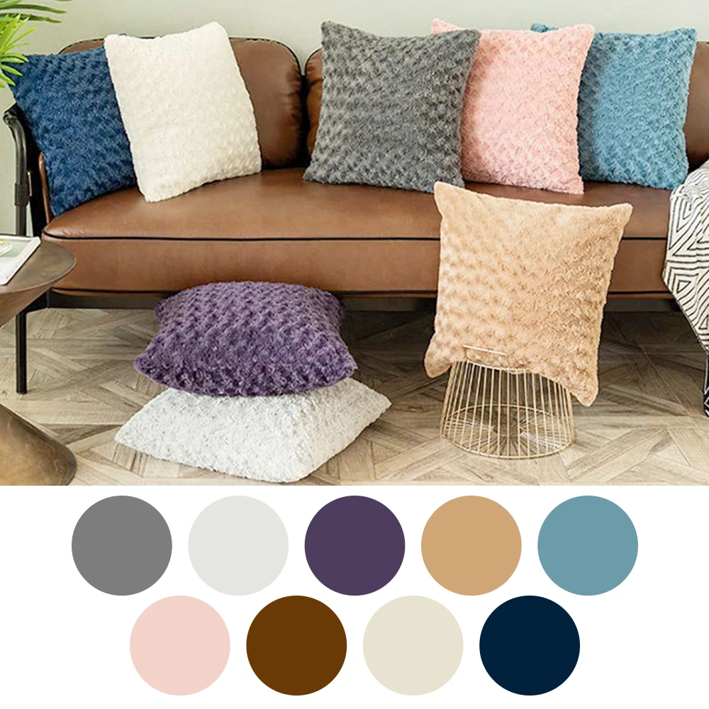

New Comfortable Soft Rose Velvet Pillow Nordic Style Small Rose Pillowcase 45x45cm Velvet Throw Cushion Case Sofa Pillow Cover