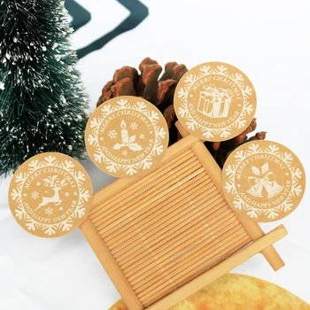 

120pcs Students DIY Kraft Paper Seal Sticker Merry Christmas Paper Label Envelope Gift Box Packaging Supplies